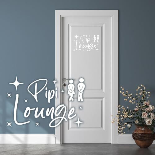 Dekoaufkleber Pipi Lounge 26x16cm für Badezimmer Bad WC Toilette Tür Wandtattoo Unisex Wand Sticker Aufkleber lustig witzig selbstklebend Y070 (Weiß) von yabaduu