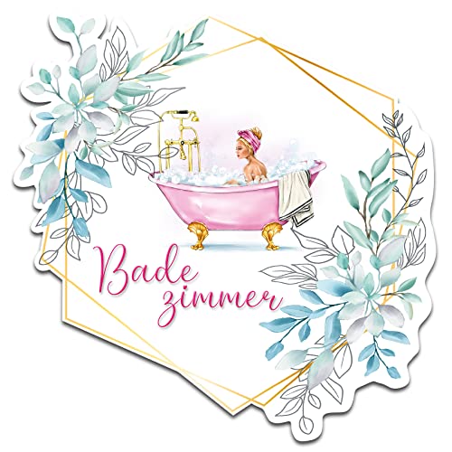 Dekoaufkleber Türaufkleber für WC Bad Badezimmer Tür Toilette Deko Sticker mit Blumen Motiv Wandtattoo Wand Aufkleber selbstklebend Y066 (02 Badezimmer) von yabaduu