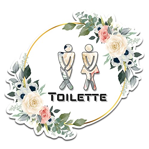 Dekoaufkleber Türaufkleber für WC Bad Badezimmer Tür Toilette Deko Sticker mit Blumen Motiv Wandtattoo Wand Aufkleber selbstklebend Y066 (05 Toilette) von yabaduu