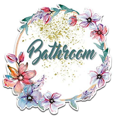 Dekoaufkleber Türaufkleber für WC Bad Badezimmer Tür Toilette Deko Sticker mit Blumen Motiv Wandtattoo Wand Aufkleber selbstklebend Y066 (08 Bathroom) von yabaduu