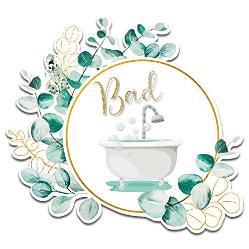 Dekoaufkleber Türaufkleber für WC Bad Badezimmer Tür Toilette Deko Sticker mit Blumen Motiv Wandtattoo Wand Aufkleber selbstklebend Y066 (09 Bad 2) von yabaduu