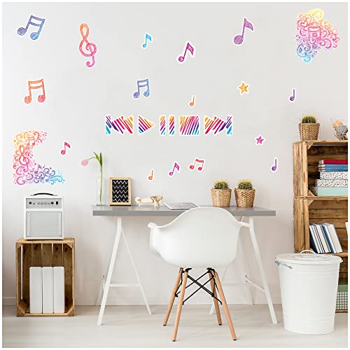 Wandsticker 3 Din A4 Bögen Wandtattoo für Jugendzimmer Kinderzimmer Wohnzimmer Wandbild Mädchen Junge Teenager selbstklebend Y065 (Ohne Wunschname, 05 Musik 1) von yabaduu