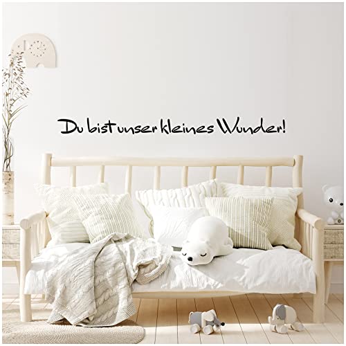 Wandtattoo Schrift Sprüche Zitate für Kinderzimmer Babyzimmer Aufkleber Folie Schwarz Matt Deko Selbstklebend YX036-07 (Du bist unser kleines Wunder) von yabaduu