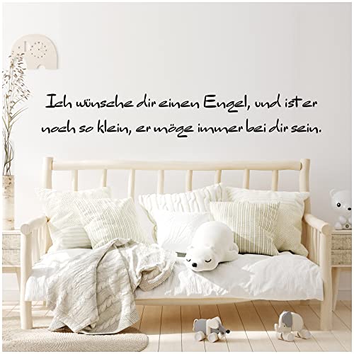 Wandtattoo Schrift Sprüche Zitate für Kinderzimmer Babyzimmer Aufkleber Folie Schwarz Matt Deko Selbstklebend YX036-08 (Ich wünsche dir einen Engel) von yabaduu