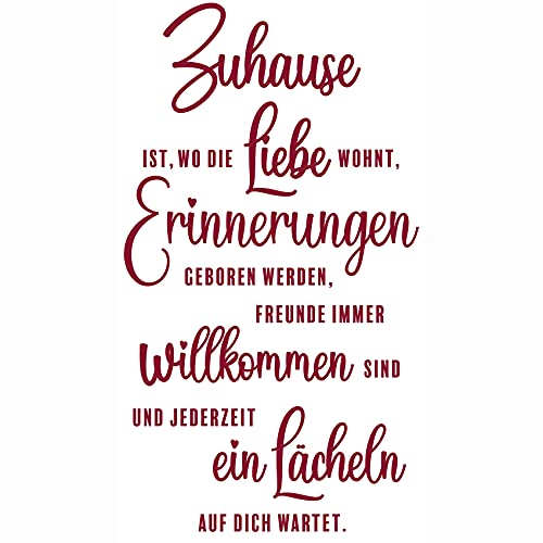 Wandtattoo Sprüche und Zitate Wanddeko Wandsticker Aufkleber selbstklebend für Wohnzimmer Büro Schlafzimmer Esszimmer Flur YX024 (Burgunder, Zuhause ist) von yabaduu