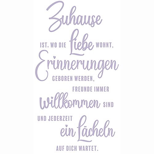 Wandtattoo Sprüche und Zitate Wanddeko Wandsticker Aufkleber selbstklebend für Wohnzimmer Büro Schlafzimmer Esszimmer Flur YX024 (Flieder, Zuhause ist) von yabaduu