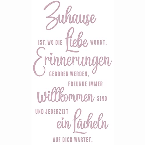 Wandtattoo Sprüche und Zitate Wanddeko Wandsticker Aufkleber selbstklebend für Wohnzimmer Büro Schlafzimmer Esszimmer Flur YX024 (Rosa, Zuhause ist) von yabaduu