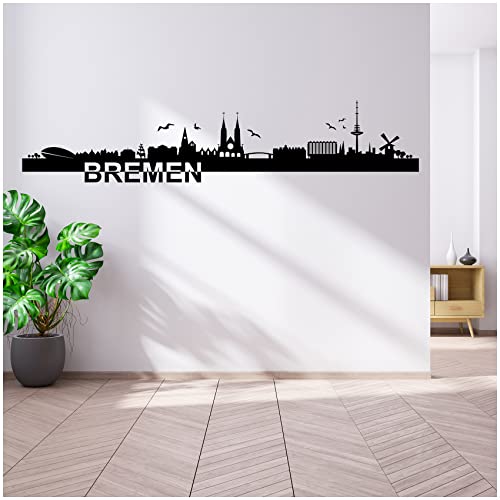 Wandtattoo Städte Skyline Deutschland 110cm Breite deine Stadt Wandaufkleber Panorama Wandsticker selbstklebend für Wohnzimmer Esszimmer Jugendzimmer YX038 (04 Bremen) von yabaduu