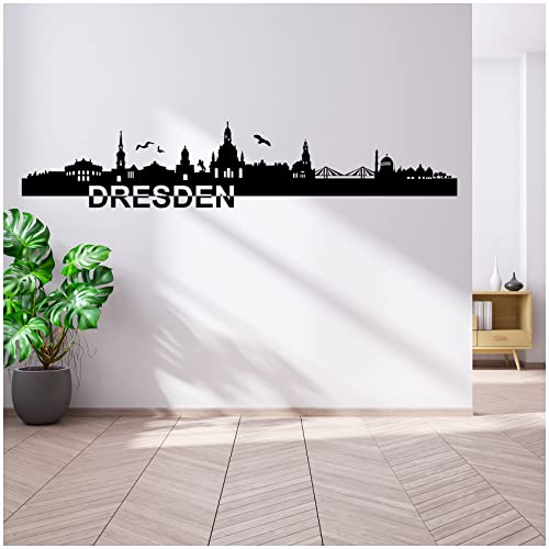 Wandtattoo Städte Skyline Deutschland 110cm Breite deine Stadt Wandaufkleber Panorama Wandsticker selbstklebend für Wohnzimmer Esszimmer Jugendzimmer YX038 (06 Dresden) von yabaduu