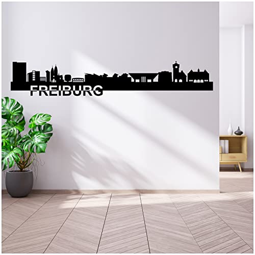 Wandtattoo Städte Skyline Deutschland 110cm Breite deine Stadt Wandaufkleber Panorama Wandsticker selbstklebend für Wohnzimmer Esszimmer Jugendzimmer YX038 (11 Freiburg) von yabaduu