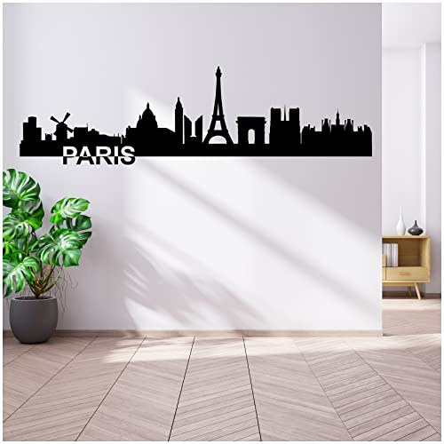 Wandtattoo Städte Skyline Europa 110cm Breite deine Stadt Wandaufkleber Panorama Wandsticker selbstklebend für Wohnzimmer Esszimmer Jugendzimmer YX037 (02 Paris) von yabaduu