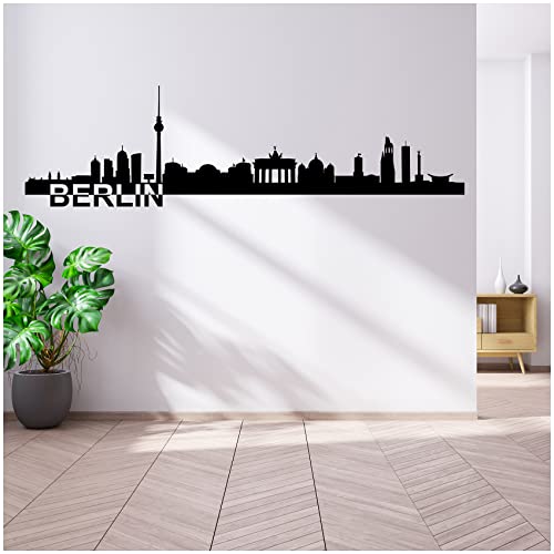 Wandtattoo Städte Skyline Europa 110cm Breite deine Stadt Wandaufkleber Panorama Wandsticker selbstklebend für Wohnzimmer Esszimmer Jugendzimmer YX037 (04 Berlin) von yabaduu