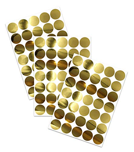 yabaduu 105 Metallic Punkte Kreise zum Aufkleben je 4cm Ø Chrom Sticker Deko Aufkleber Klebeaufkleber zum Basteln und Dekorieren Wandaufkleber Wandtattoo Y051 (Chrom Gold, Kreise) von yabaduu