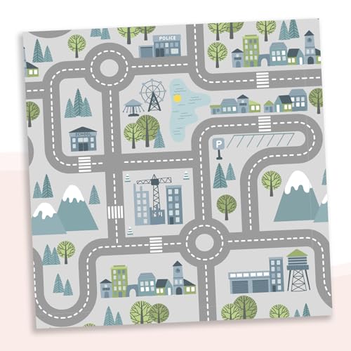 yabaduu Möbelaufkleber kompatibel mit Ikea Lacktisch 53x53 cm Spielfolie Aufkleber Folie für Kinder Spieltisch Design Kinderzimmer Spielzimmer Möbeltattoo YX012 (04 Straßen) von yabaduu