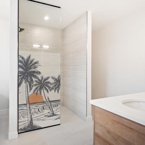 yabaduu Sichtschutzfolie für Duschkabine Duschglastüre Fensterfolie Blickdicht Milchglasfolie wasserfest Deko Klebefolie Badezimmer Dusche selbstklebend YX001 (15 Strand Schwarz, 80 x 120cm) von yabaduu