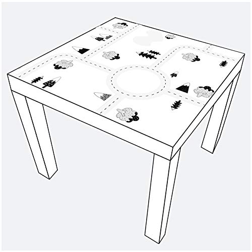 yabaduu YX012 Möbelaufkleber Spielfolie Design Straße Verkehr passend für Lack Tisch Spieltisch Kinderzimmer Möbeltattoo 53x53 cm (Grautöne) von yabaduu