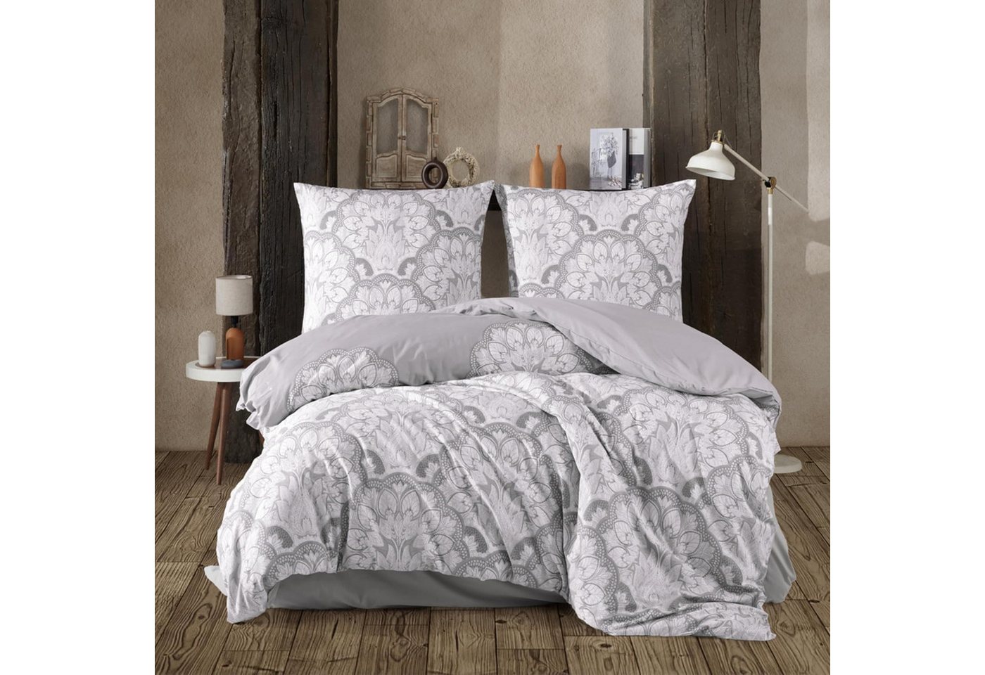 yadetextil Bettwäsche Baumwolle Bettbezug Grau Barockstill weiß geblümt., Renforce, 1 teilig, Bettwäsche-Set 155x220 cm Baumwolle Barockstill grau weiß geblümt. yadetextil Bettwäsche Baumwolle Bettbezug Grau Barockstill weiß geblümt., Renforce, 1 teilig, Bettwäsche-Set 155x220 cm Baumwolle Barockstill grau weiß geblümt. von yadetextil