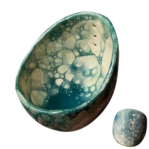 Pottery Kräuter-Abisolierschale, handgefertigt, kleine Schüssel, Werkzeug, 4 Löcher, Gemüsestiel und Blatttrenner – Abisolieren von yakermur