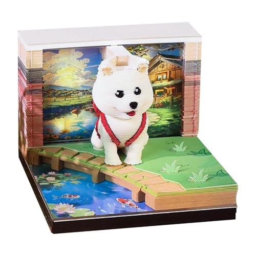 yakermur 3D-Notizblock, Kalender Skulptur aus Papier 2026 – Hund Kunst Papier zum Schreiben Planer Geschenk Studenten Partys Weihnachten Advent von yakermur
