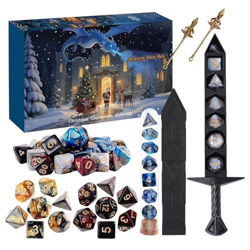 yakermur Adventskalender Würfel 2025 – Weihnachts-Countdown-Kalender mit 24 Würfelsets | Saisonales Rollenspiel für Jugendliche Erwachsene Freunde Spieler von yakermur