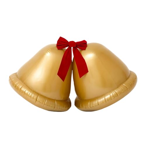 yakermur Aufblasbare Weihnachtskugel | 56 cm große aufblasbare Weihnachtsglocke mit Schleife – Tischdekoration mit goldenem Muster für Partys, Winter, Veranda, Tür, Rasen, Strand, Garten, Pool von yakermur