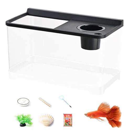 yakermur Betta Aquarium 3 Farben Licht - Haushalt Aquarium - Hydroponisches Tischaquarium Für Tischlandschaft Home Arbeitsplatz Eingangsbereich Schlafzimmer von yakermur