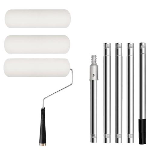 yakermur Farbwalzen | Set Wandmalerrolle mit Stange Verlängerung | 23 cm Haushaltsbedarf für Maler Innen Außen Haus Decke Möbel Flecken Öl von yakermur
