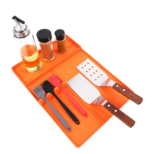 yakermur Grillmatte – hitzebeständige Grillabdeckung mit Utensilienhalter | hitzebeständige Antihaftmatte, Werkzeughalter, groß und leicht zu reinigen von yakermur