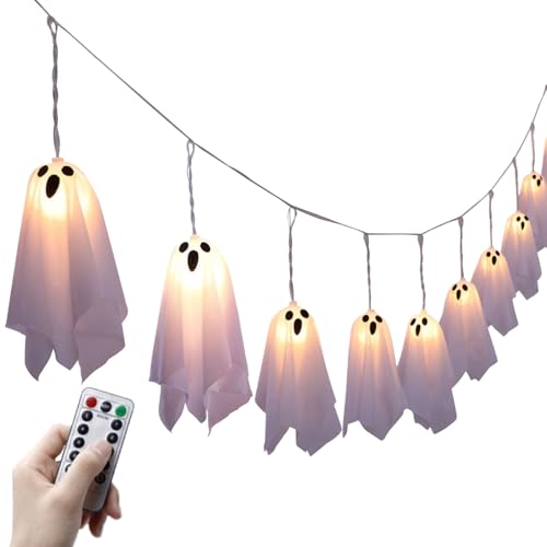 yakermur Halloween Lichterkette,LED Lichterkette Mit Dekoration | 10 Stück Außendekoration Innendekoration Für Spukhaus Garten Urlaub Terrasse Innenbereich von yakermur