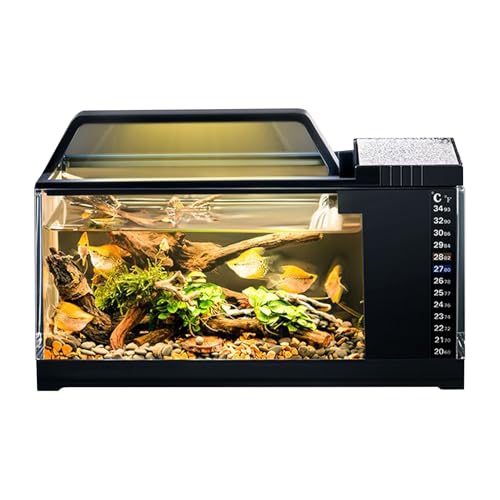 yakermur Kampffisch Aquarium - Aquarium Komplettset Mit LED Beleuchtung Und Filtersystem - Smartes Temperaturmonitoring & Leises Filtersystem Für Schlafzimmer Wohnzimmer & Schreibtisch Deko von yakermur