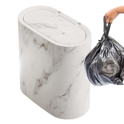 yakermur Kleiner Mülleimer mit Deckel, kleiner Kosmetikeimer | Kleiner Mülleimer mit Deckel für Badezimmer – Slim Besteck, dekorativ, kompakt, Abfallkorb von yakermur