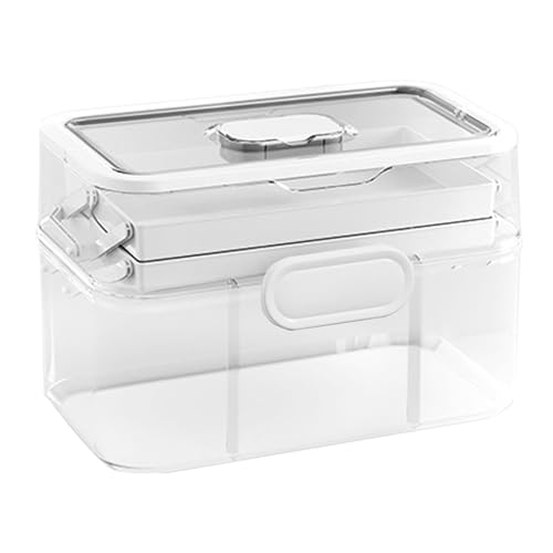 yakermur Medizin Organizer Box Medizin Organizer Medizin Box Organizer Medizin Aufbewahrungsbox Haushalt Medikamente Werkzeug verbessern 3 abnehmbare Ebenen mit Tablett von yakermur