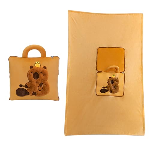 yakermur Reisedecke und Kopfkissen – 2-in-1-Reisedecke, Capybara-Kissen für Flugzeug | Rückenkissen kompakt – Erwachsene Büro Krippe Camping Auto Schule Haus von yakermur