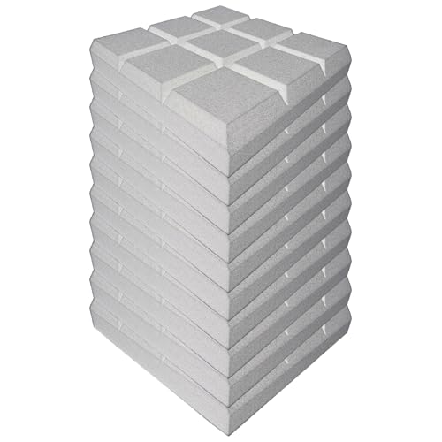 yakermur Schalldämpfungsplatten, schallabsorbierender Schaumstoff – 10 x Studio Noise Annulling Foam, 30,5 x 30,5 x 5,5 cm, hohe Dichte, , für das Aufnahmestudio von yakermur