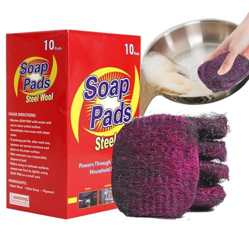 yakermur Stahlwolle Scheuerpad für die Küche - Metall Scheuerreiniger Seifenpads,10 Stück Multifunktionales Küchen Scheuermilch,Für Kochgeschirr Töpfe Pfannen Teller Schüsseln Ofen Glas Fliesen yakermur Stahlwolle Scheuerpad für die Küche - Metall Scheuerreiniger Seifenpads,10 Stück Multifunktionales Küchen Scheuermilch,Für Kochgeschirr Töpfe Pfannen Teller Schüsseln Ofen Glas Fliesen von yakermur