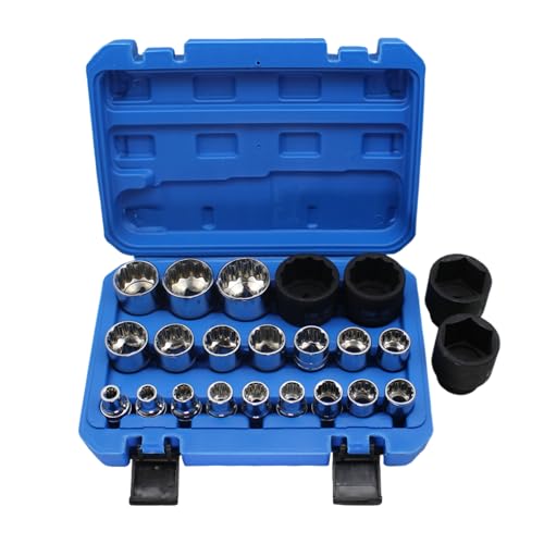 yakermur Steckschlüsselsatz | Set mit Griffen, 21-teilig, rutschfest, für Werkstatt, Garage, Haushalt, Marine, Industrie, Mechanik, Bau yakermur Steckschlüsselsatz | Set mit Griffen, 21-teilig, rutschfest, für Werkstatt, Garage, Haushalt, Marine, Industrie, Mechanik, Bau von yakermur