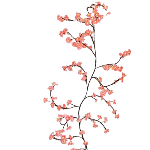 yakermur Zweig Für Wand - Rosa Blüten Beleuchtete Weidenranke,8 Modi Deko Für Wohnzimmer Hochzeit Weihnachten,Für Wohnzimmer Schlafzimmer Fenster Tür Weihnachtsdekoration von yakermur