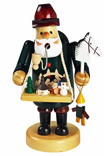 Räuchermännchen Räuchermann Räucherfigur Rauchfigur mit Bauchladen "Spielzeughändler" ca. 18 cm hoch, aus Holz, Weihnachten Advent Geschenk (30123-18) von yanka-style