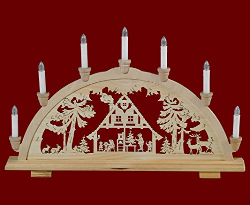 Schwibbogen Lichterbogen Leuchter Haus im Wald traditionelles Motiv 7flammig Weihnachten Advent Geschenk Dekoration (83148-36) von yanka-style