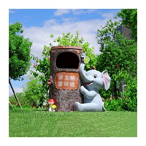 yanli-2020 Mülleimer, Kreativer Mülleimer for draußen, süße Tierform, handgefertigter Mülleimer aus FRP mit Inneneimer, lustige Mülleimer-Dekoration,Müllversteck(Color:Elephant) von yanli-2020