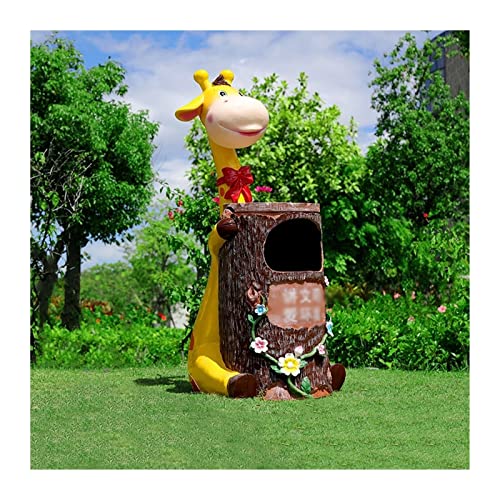 yanli-2020 Mülleimer, Kreativer Mülleimer for draußen, süße Tierform, handgefertigter Mülleimer aus FRP mit Inneneimer, lustige Mülleimer-Dekoration,Müllversteck(Color:Giraffe 1) von yanli-2020