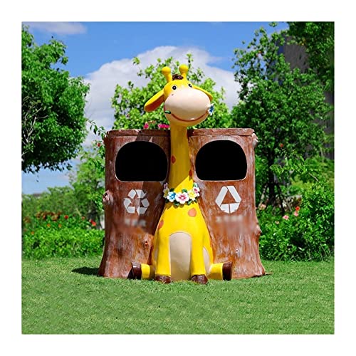 yanli-2020 Mülleimer, Kreativer Mülleimer for draußen, süße Tierform, handgefertigter Mülleimer aus FRP mit Inneneimer, lustige Mülleimer-Dekoration,Müllversteck(Color:Giraffe 2) von yanli-2020