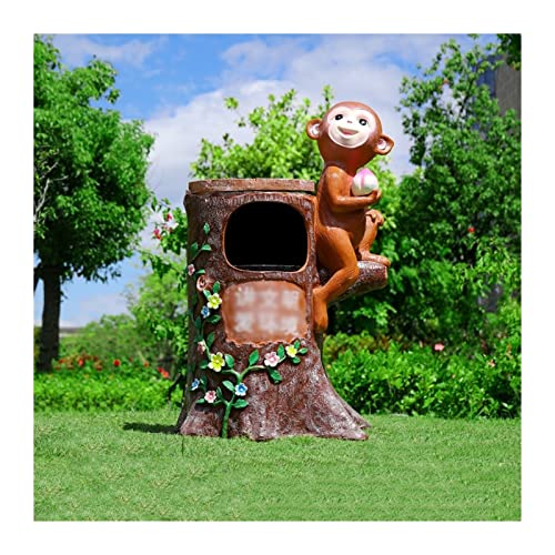 yanli-2020 Mülleimer, Kreativer Mülleimer for draußen, süße Tierform, handgefertigter Mülleimer aus FRP mit Inneneimer, lustige Mülleimer-Dekoration,Müllversteck(Color:Monkey) von yanli-2020