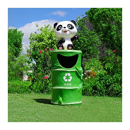 yanli-2020 Mülleimer, Kreativer Mülleimer for draußen, süße Tierform, handgefertigter Mülleimer aus FRP mit Inneneimer, lustige Mülleimer-Dekoration,Müllversteck(Color:Panda 2) von yanli-2020