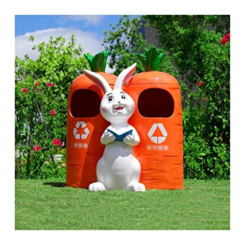 yanli-2020 Mülleimer, Kreativer Mülleimer for draußen, süße Tierform, handgefertigter Mülleimer aus FRP mit Inneneimer, lustige Mülleimer-Dekoration,Müllversteck(Color:Rabbit 1) von yanli-2020