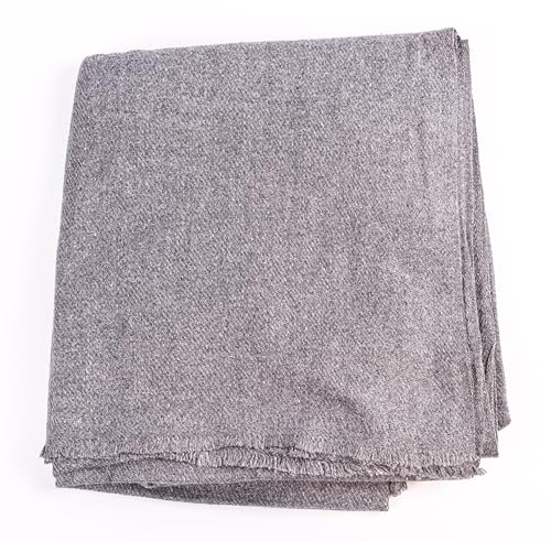 yanopurna Kaschmir Decke – aus 100% Kaschmirwolle, 135x270 cm, Sofadecke handgewebt aus Nepal, ideal als Couch Überwurf oder Kuscheldecke, Handwäsche, Dunkelgrau von yanopurna