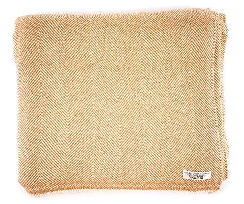 yanopurna Kaschmir Decke – aus 100% Kaschmirwolle, 135x270 cm, Sofadecke handgewebt aus Nepal, ideal als Couch Überwurf oder Kuscheldecke, Handwäsche, Sandfarben von yanopurna