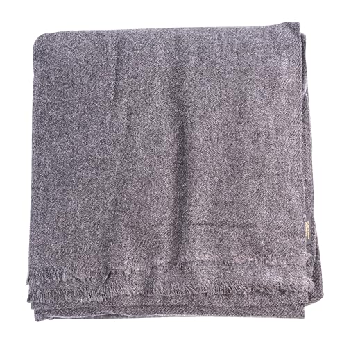 yanopurna Kaschmir Decke – aus 100% Kaschmirwolle, 135x270 cm, Sofadecke handgewebt aus Nepal, ideal als Couch Überwurf oder Kuscheldecke, Handwäsche, Schwarzgrau von yanopurna