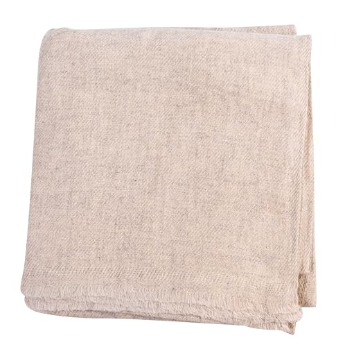 yanopurna Kaschmir Decke – aus 100% Kaschmirwolle, 135x270 cm, Sofadecke handgewebt aus Nepal, ideal als Couch Überwurf oder Kuscheldecke, Handwäsche, Weißgrau von yanopurna