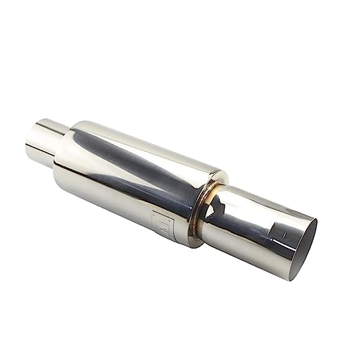 Auto Auspuffspitze 2" 2,5" Bis 3" Auto-Auspuffrohr-Schalldämpfer-Heck-Universal-Edelstahl-Auspuffanlagen-Rennschalldämpfer Blau Silber Endrohr Heck Schalldämpfer (Größe : Silver 51MM) von yantutu